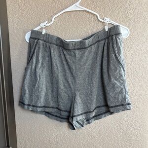 Tahari Gray Knit Lounge Shorts with Contrast Stitching